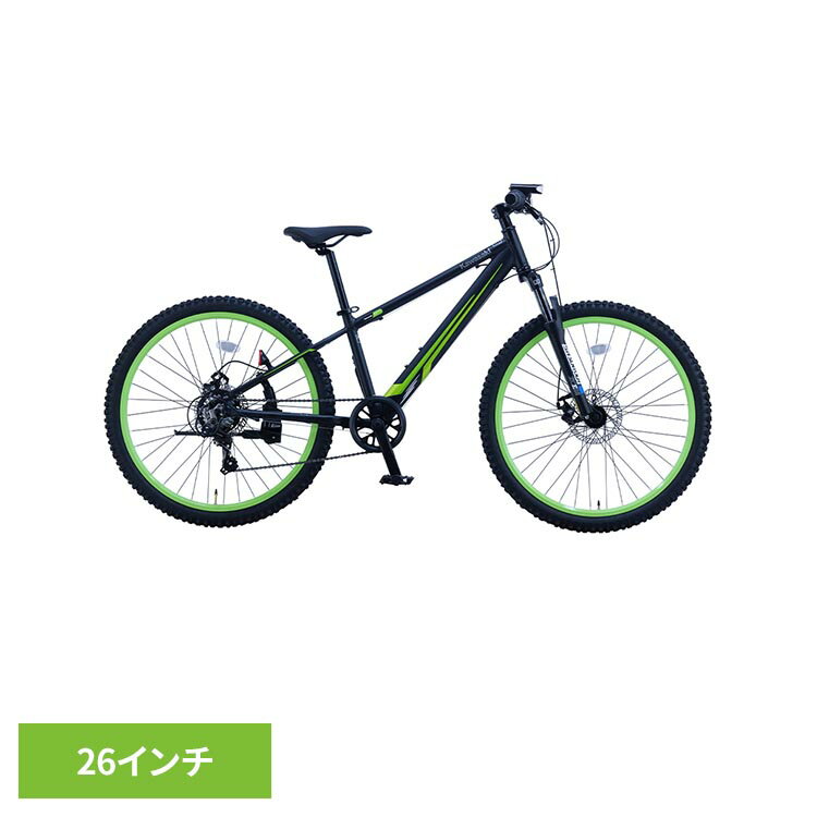 Tricycle - 【完成車】Kawasaki 26インチ ジュニアマウンテンバイク フラットブラック KASP267自転車 ジュニアサイクル 子供用 26インチ ブラック Kawasaki カワサキ ジュニアマウンテンバイク アルミ サスペンションフォーク 【TD】 【代引不可】