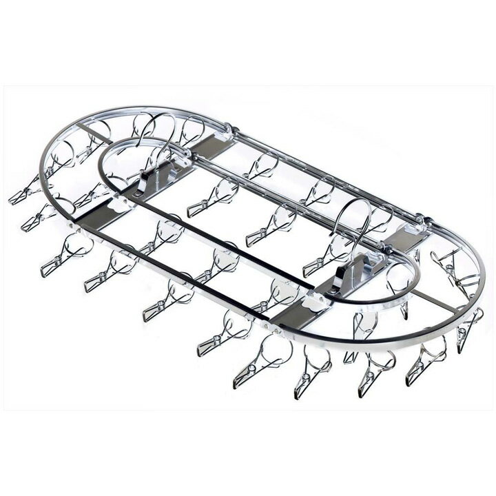 ピンチハンガー ステンレス 32ピンチ オーバル 折りたたみ コンパクト タオル ハンガー 洗濯ハンガー 物干しハンガー 2点フック 洗濯物干し 屋外 ピンチ 室内物干し 部屋干し 下村企販 ダイレクトステンレスハンガー 26713 *