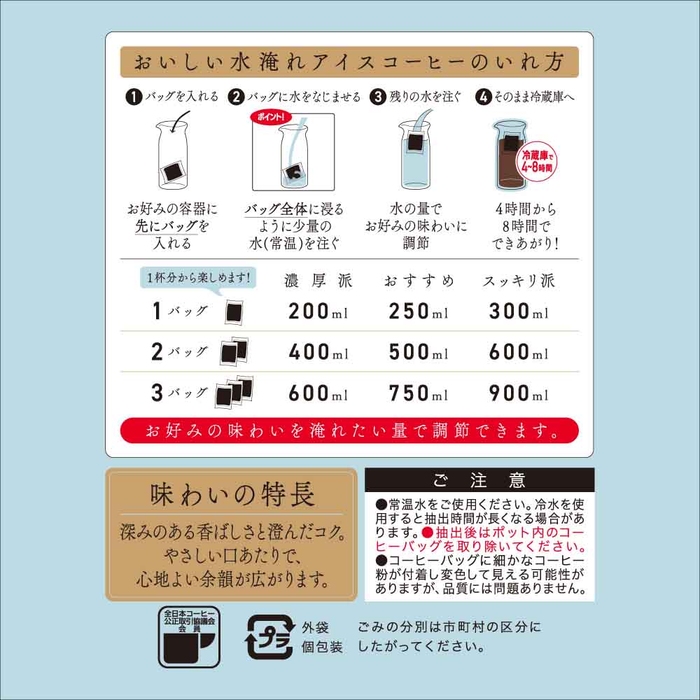 【12個セット】UCC 職人の珈琲 コーヒーバッグ 水淹れアイスコーヒー 10g×12P kyarahouse-10145513 こどもラボ サンプル画像3
