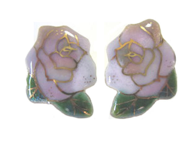 【UncleZ】　七宝焼き イヤリング　バラ(1)