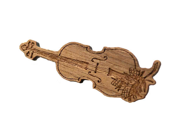 【木tch】クルミの木・ブローチ cello（しずかに奏で）チェロ