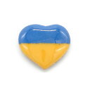 【売上50%寄付】ウクライナ国旗（ハート型）の七宝焼ピンブローチ[受注生産]