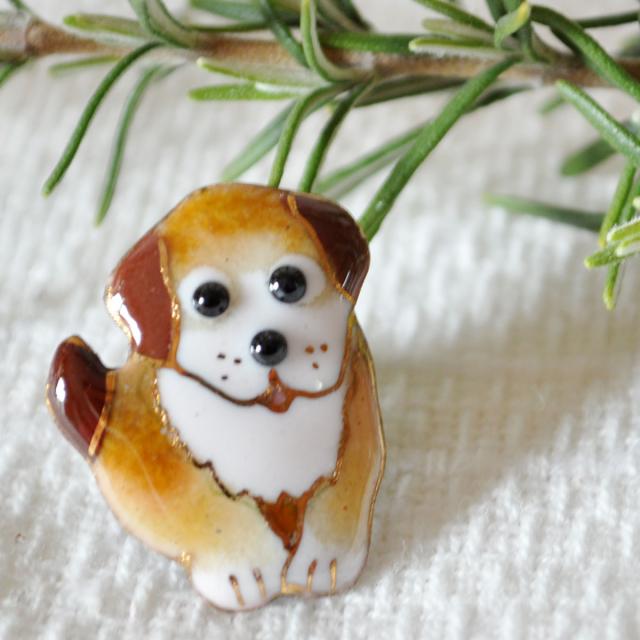 【UncleZ】　かわいい犬の七宝焼帯留（PD-3）