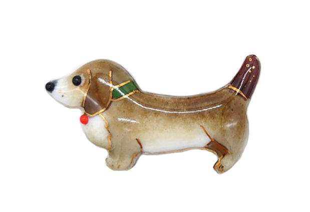 【UncleZ】　七宝焼き　ピンブローチ 横向きのダックスフント