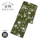 【訳あり】着物 洗える着物 袷 レディース 単品 Mサイズ 緑系 01 身丈 約157cm 裄丈 約66cm 袖丈 約49cm 前巾 約25.5cm 後巾 約25.5cm 衽巾 約15cm 女性 プレタ 練習用 舞台 衣装 劇 コスプレ などに