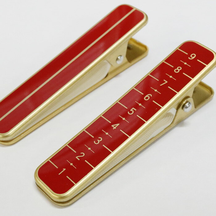 きものクリップ 大 日本製 目盛り付 2本組 赤 ゴールド 着付けの強い味方！仮止め・押さえ、用途は様々..