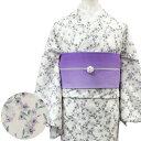 レース着物 花柄【限定品04】ラッセルレース 着物 袷着物 白 紫 ホワイト パープル 夏着物 春着物 浴衣 通年 総レース レトロ モダン ラッセル レース ...