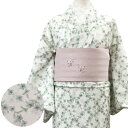 レース着物 花柄【限定品05】ラッセルレース 着物 袷着物 白 緑 ホワイト グリーン 夏着物 春着物 浴衣 通年 総レース レトロ モダン ラッセル レース ...