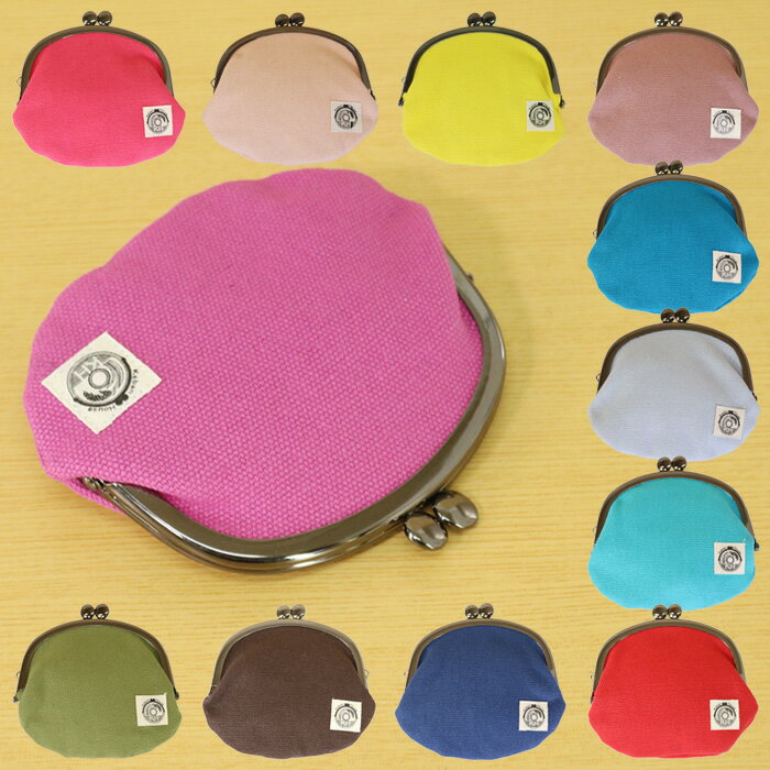 がま口 コインケース ミニ ケース［碁石006B］帆布 シンプル 碁石型 小銭 おはじき型 口金 角型 カラフ..