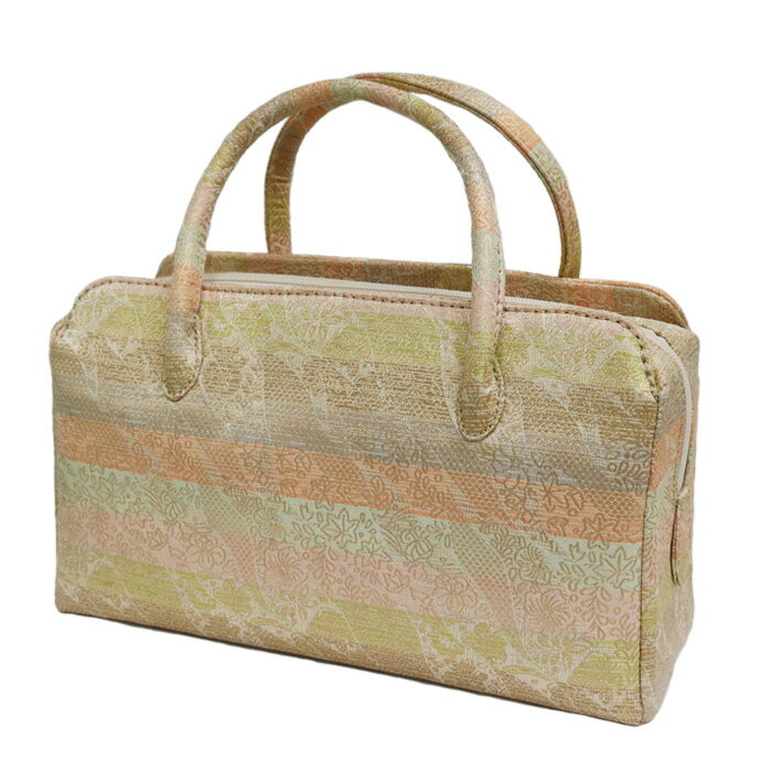 【訳あり】利休バッグ(08008) 金襴 縞 文様 和装バッグ