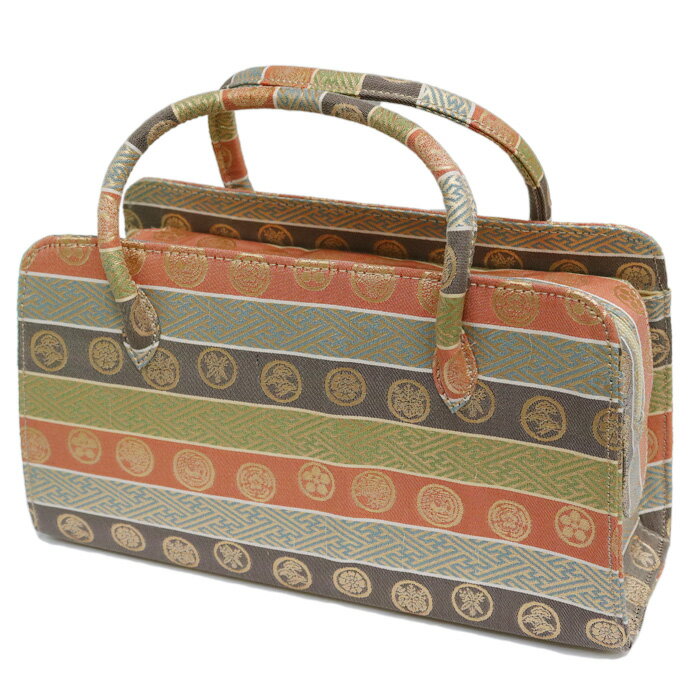 【訳あり】利休バッグ(08A006) 金襴 縞 文様 和装バッグ