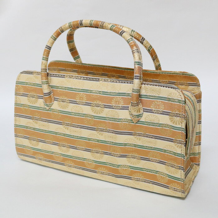 【訳あり】利休バッグ(08A034) 金襴 縞 文様 和装バッグ