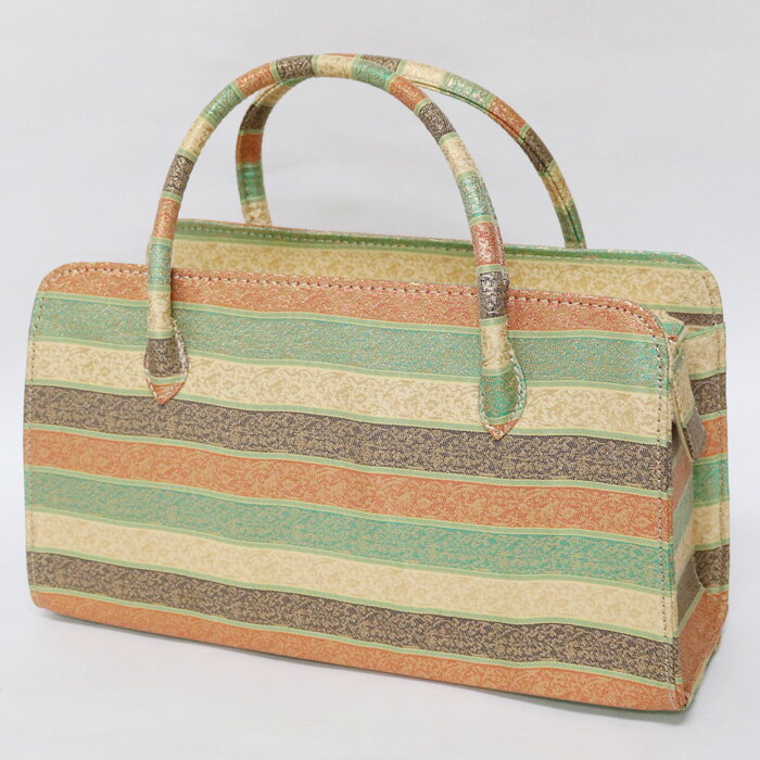 【訳あり】利休バッグ(08A040) 金襴 縞 文様 和装バッグ