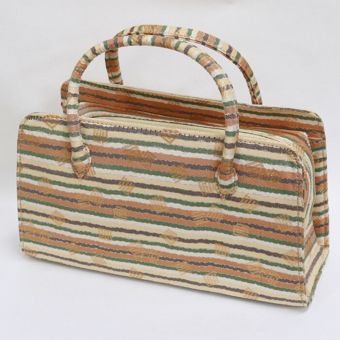 【訳あり】利休バッグ(08A060) 金襴 縞 文様 和装バッグ