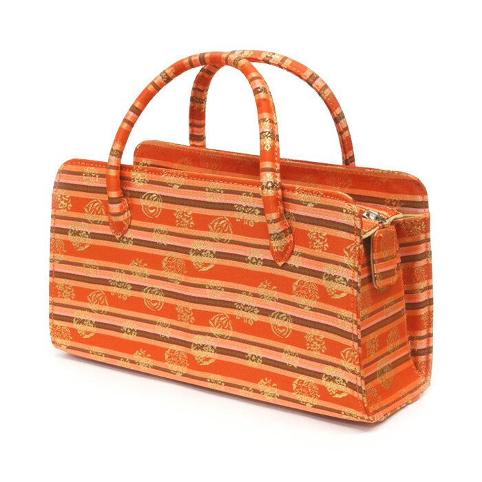 【訳あり】利休バッグ(0222A02) 金襴 縞 文様 和装バッグ