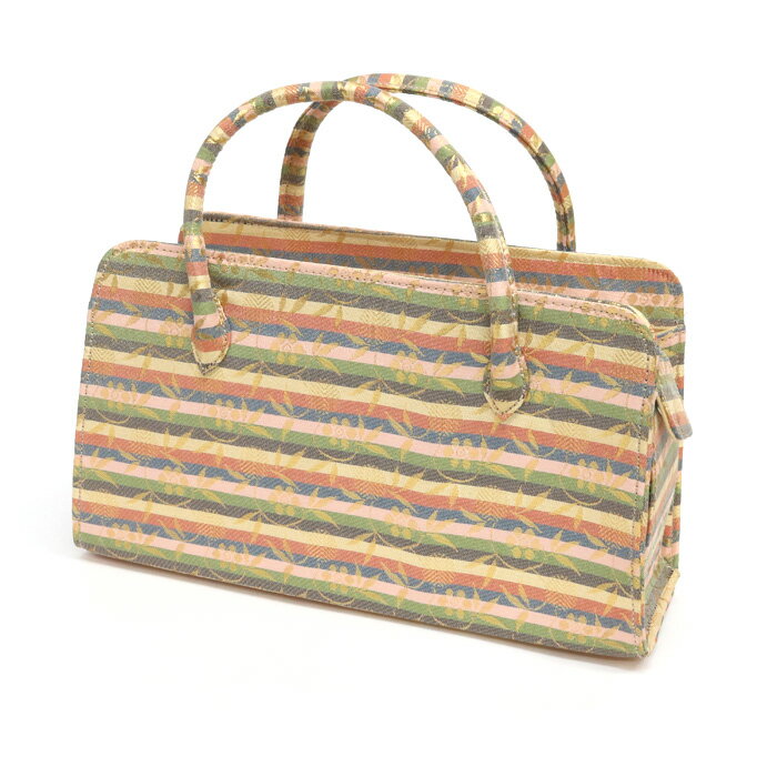 【訳あり】利休バッグ(1128A03) 金襴 縞 文様 和装バッグ