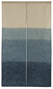 のれん 段ぼかし柄 和風 手捺染 ロング （幅 85 cm x 長さ 150 cm） 日本製 リビング 玄関 藍色 緑色