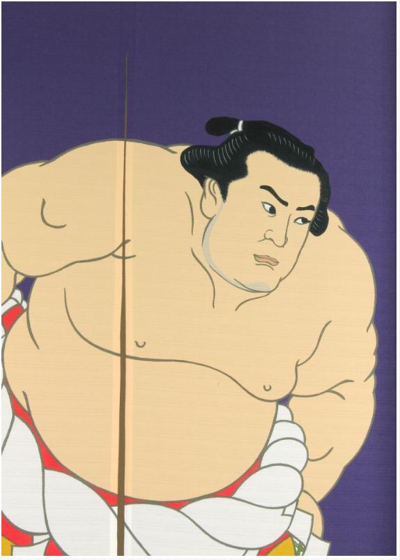 のれん 相撲 ロング （幅 85cm x 長さ 150 cm） 日本製 和風 浮世絵 リビング 玄関 外国人 お土産