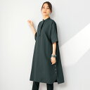 おしゃれ ワンピース レディース 春夏 / 麻混サイドボタンワンピース / 40代 50代 60代 70代 ミセスファッション シニアファッション 服◎