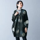 おしゃれ カーディガン レディース 春 秋冬 / 北欧風ドット柄裏起毛ロングカーディガン / 40代 50代 60代 70代 ミセスファッション シニアファッシ...