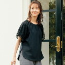 プルオーバー 40代 50代 60代 70代 ミセスファッション シニアファッション 大人 おしゃれ レディース 春夏 服 / 袖レース重ねカットソープルオーバ...