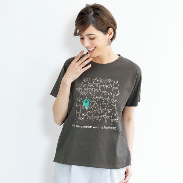 Tシャツ 40代 50代 60代 70代 ミセスファッション シニアファッション 大人 おしゃれ レディース 春夏 服 / いろいろくまさんプリントTシャツ kyo-tsu-10100959 京都通販 ミセスのファッション館 サンプル画像2