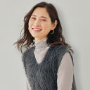ワンピース きれいめ レディース おしゃれ 秋冬 40代 50代 60代 70代 ミセスファッション シニアファッション / シャギー切替え ニット ワンピース