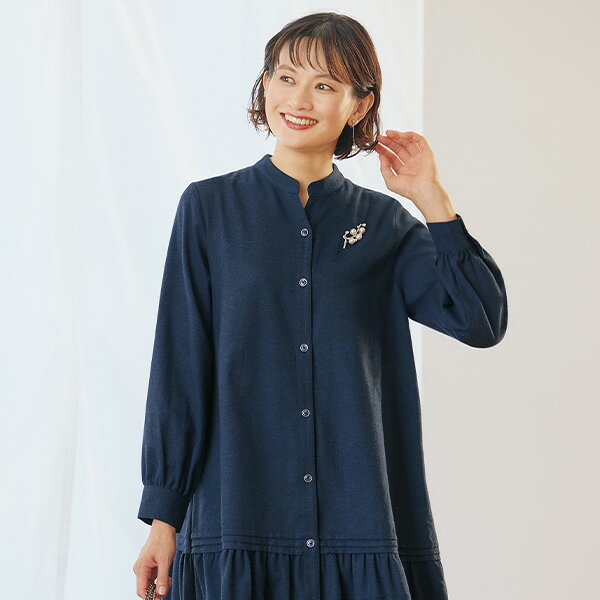 ワンピース きれいめ おしゃれ 春 秋冬 ミセス シニア ファッション 40代 50代 60代 70代 キーネックティアードワンピース kyo-tsu-10111118 京都通販 ミセスのファッション館 サンプル画像3