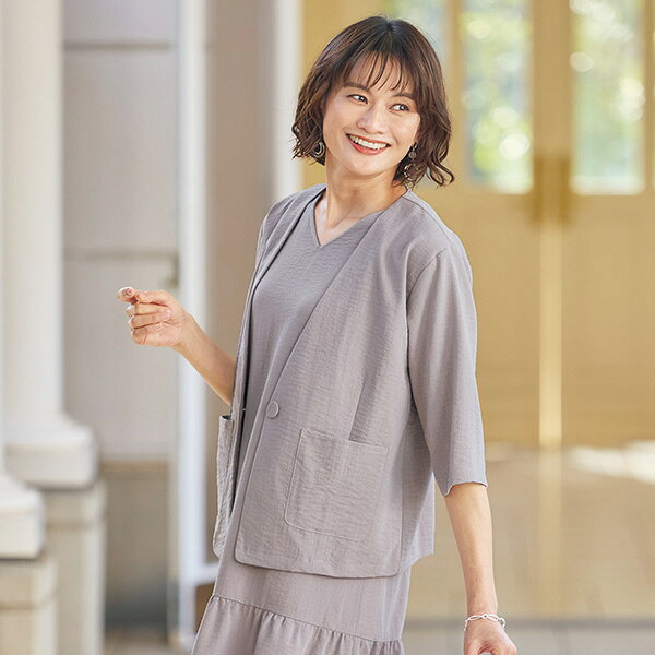 セットアップ レディース おしゃれ 春夏 ミセス シニア ファッション 40代 50代 60代 70代 ジャケット＆ワンピースセット 大きいサイズ M L LL 3L kyo-tsu-10112266 京都通販 ミセスのファッション館 サンプル画像3