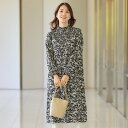 ワンピース きれいめ おしゃれ 春夏 ミセス シニア ファッション 40代 50代 60代 70代 胸元ギャザープリントワンピース