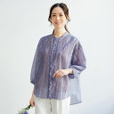 ブラウス シャツ レディース おしゃれ 春夏 ミセス シニア ファッション 40代 50代 60代 70代 ムラ染風フリルデザインブラウス