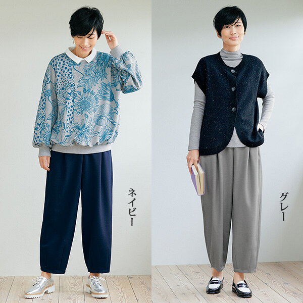 パンツ ボトム レディース おしゃれ 春 ミセス シニア ファッション 40代 50代 60代 70代 お家で洗えるコクーンパンツ 大きいサイズ M L LL 3L kyo-tsu-10110760 京都通販 ミセスのファッション館 サンプル画像3