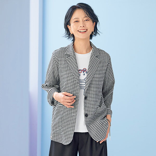 Rakuten - ジャケット アウター レディース おしゃれ 春夏 ミセス シニア ファッション 40代 50代 60代 70代 ギンガムチェック軽やかジャケット
