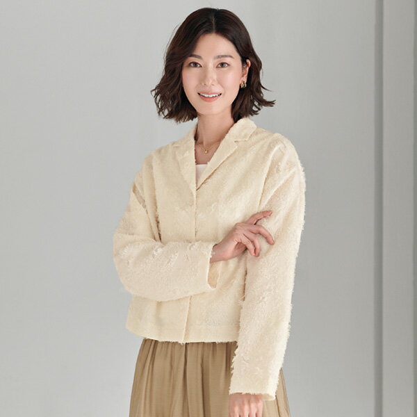 Rakuten - ジャケット アウター レディース おしゃれ 春夏 ミセス シニア ファッション 40代 50代 60代 70代 シャギージャカードジャケット