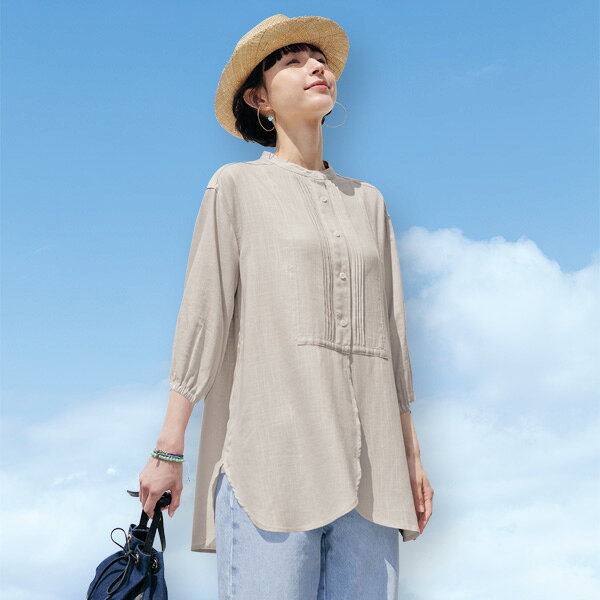 チュニック 大人可愛い おしゃれ 春夏 ミセス シニア ファッション 40代 50代 60代 70代 ピンタック入りシャツチュニック kyo-tsu-10112910 京都通販 ミセスのファッション館 パッケージ画像