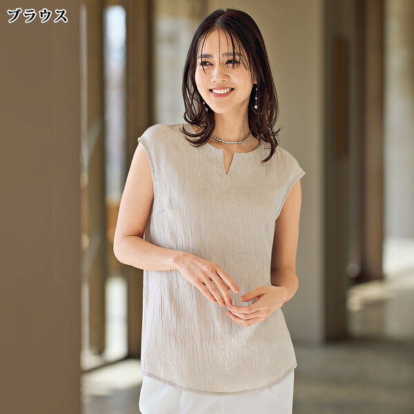 アンサンブル レディース おしゃれ 春夏 ミセス シニア ファッション 40代 50代 60代 70代 総レーストッパー＆ブラウスアンサンブル 大きいサイズ M L LL 3L kyo-tsu-10112061 京都通販 ミセスのファッション館 サンプル画像3