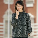 大人 おしゃれ プルオーバー ミセスファッション レディース 春秋 / 水玉柄シャーリングプルオーバー / 50代 60代 70代 80代 シニアファッション ...