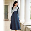 ワンピース 50代 60代 70代 80代 ミセスファッション シニアファッション 大人 おしゃれ レディース 春夏 服 / 配色肩ベルト フレアジャンパースカ...