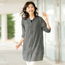 シャツ ブラウス 40代 50代 60代 70代 80代 ミセスファッション シニアファッション 大人 おしゃれ レディース 春夏 服 / ボタンとステッチデザインのロングブラウス 母の日 ギフト プレゼント