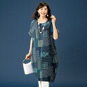 ワンピース 40代 50代 60代 70代 80代 ミセスファッション シニアファッション 大人 おしゃれ レディース 春夏 服 /パッチワーク柄プリント チュニックワンピース 母の日 ギフト プレゼント