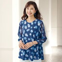 プルオーバー トップス レディース おしゃれ 春夏 ミセス シニア ファッション 50代 60代 70代 80代 プリントフレアプルオーバー