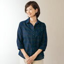 ブラウス シャツ レディース おしゃれ 春夏 ミセス シニア ファッション 40代 50代 60代 70代 80代 先染め格子柄 切替えブラウス
