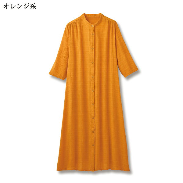 ワンピース きれいめ おしゃれ 春夏 ミセス シニア ファッション 50代 60代 70代 80代 綿混リップルチェックジャカードワンピース kyo-tsu-10112890 京都通販 ミセスのファッション館 サンプル画像3