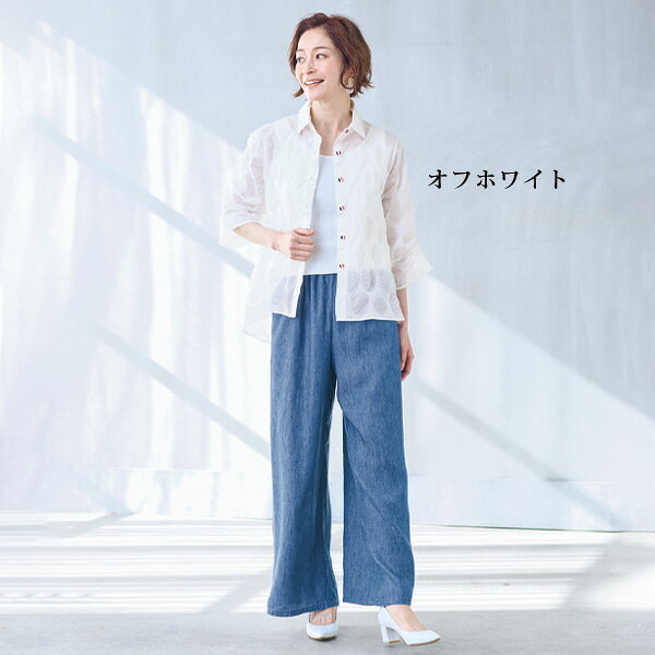 ブラウス シャツ レディース おしゃれ 春夏 ミセス シニア ファッション 40代 50代 60代 70代 80代 綿100％塩縮ドットブラウス kyo-tsu-10112378 京都通販 ミセスのファッション館 サンプル画像3