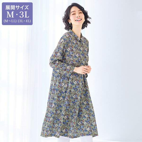 樂天商城 - プリントワンピース 大きいサイズ M 3L