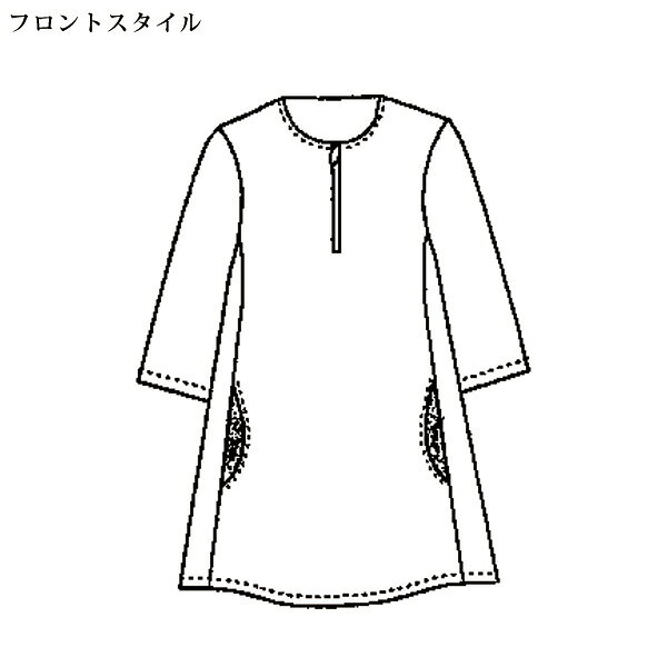シャツ ブラウス レディース おしゃれ 秋冬 ミセス シニア ファッション 50代 60代 70代 80代 三河木綿ポケット異素材チュニックブラウス kyo-tsu-10113704 京都通販 ミセスのファッション館 サンプル画像3