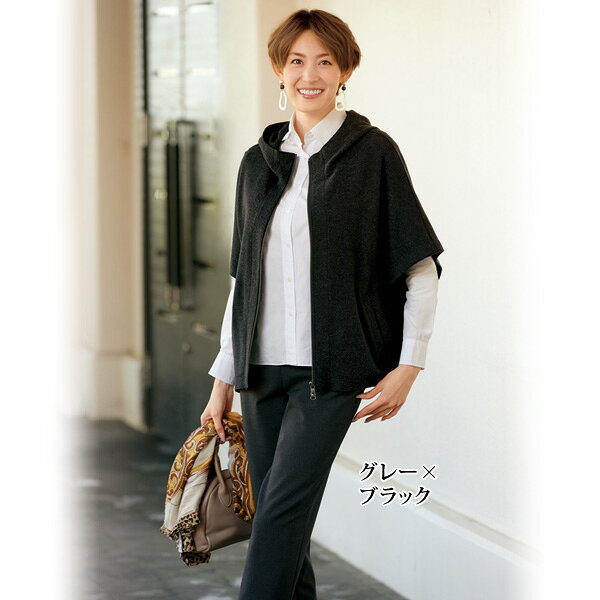 パンツ レディース おしゃれ 40代 50代 60代 70代 80代 ミセス シニア ファッション / 「尾州織」千鳥格子柄 テーパードパンツ / 大きいサイズ M L LL 3L kyo-tsu-10102985 京都通販 ミセスのファッション館 サンプル画像3