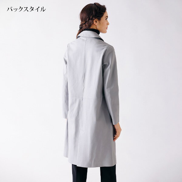 コート アウター レディース おしゃれ ミセス シニア ファッション 50代 60代 70代 80代 ラムレザーステンカラーコート kyo-tsu-10104375 京都通販 ミセスのファッション館 サンプル画像3
