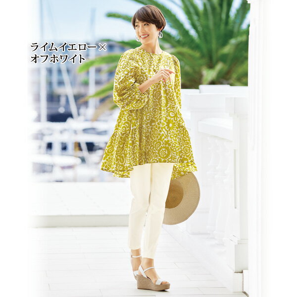 おしゃれ チュニック レディース 春夏 / 後ティアードチュニック / 40代 50代 60代 70代 ミセスファッション シニアファッション 服