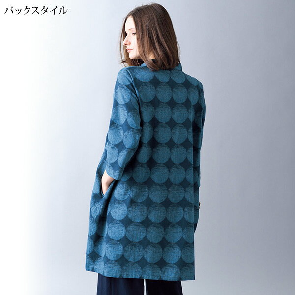 おしゃれ ブラウス レディース / 夕暮れドットオーガニックコットンロングシャツ / 40代 50代 60代 70代 ミセスファッション シニアファッション 服◎ kyo-tsu-10089171 京都通販 ミセスのファッション館 サンプル画像2
